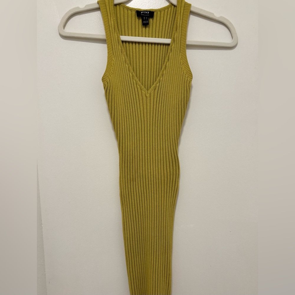 Privy Green/Lime Ribbed Midi Dress